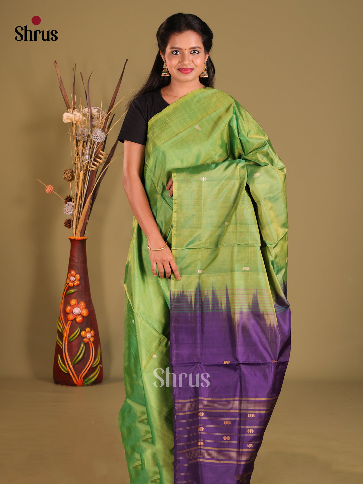 Green & Blue - Banana Pith Saree - Shop on Shrus.com