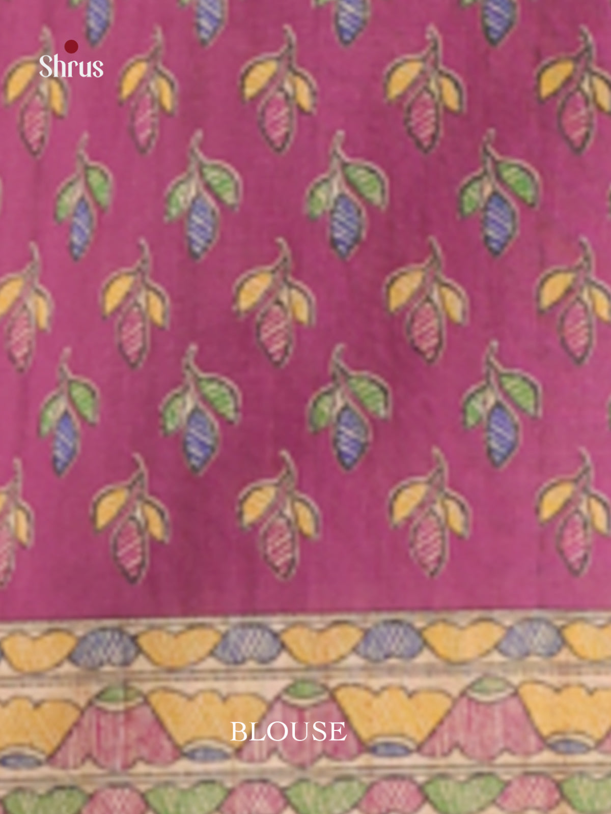 Beige & Purple - Printed Madhubani Saree - Shop on Shrus.com
