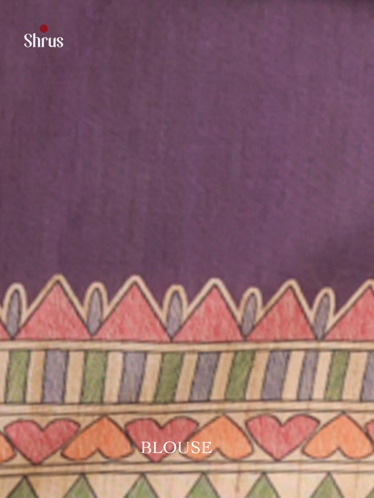Violet & Cream - Printed Madhubani Saree - Shop on Shrus.com