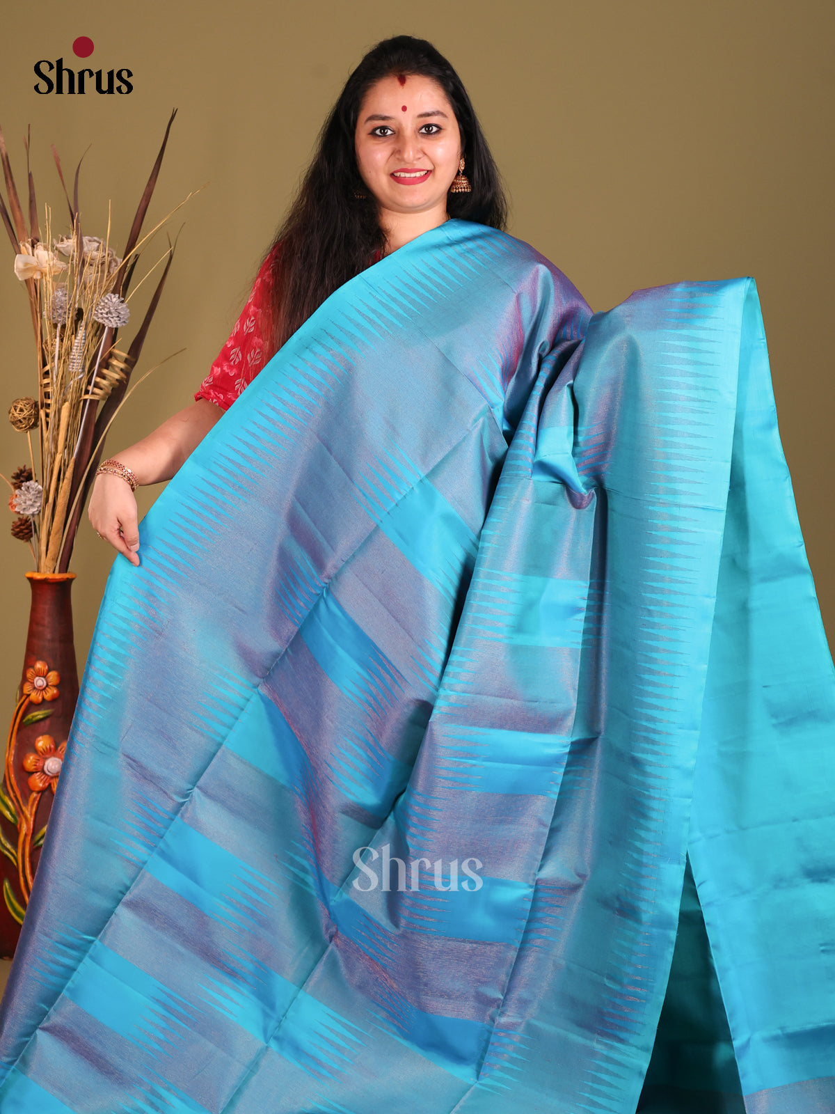 Blue & Purple Soft Silk Saree