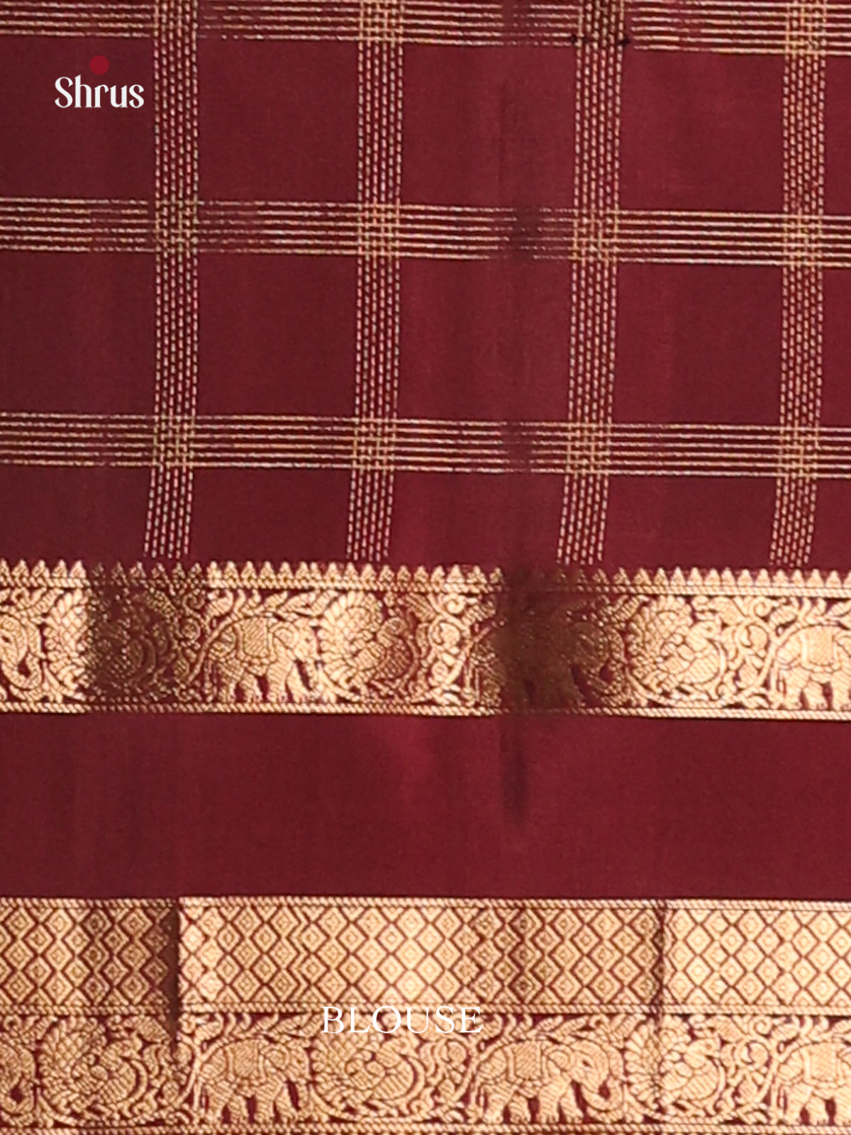 Blue & maroon Soft Silk Saree with contrast rettaipet zari border-3