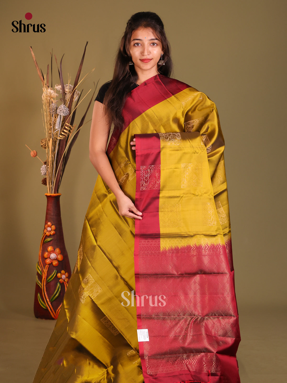 Mathulir Green & Maroon Softsilk-halfpure Sareewith  zari block motifs - Shop on Shrus.com