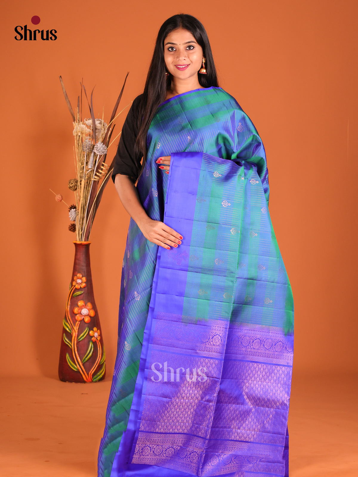 DHS01122 - Soft Silk  Saree - Shop on Shrus.com