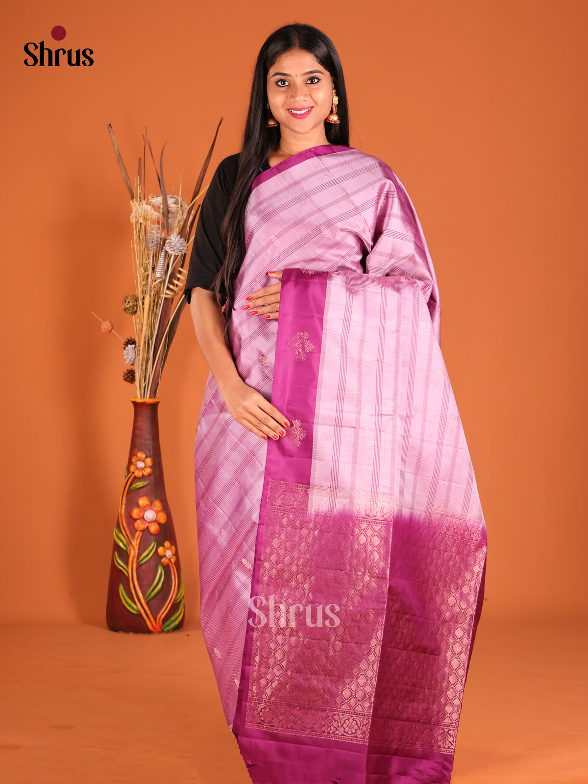 DHS01125 - Soft Silk  Saree - Shop on Shrus.com