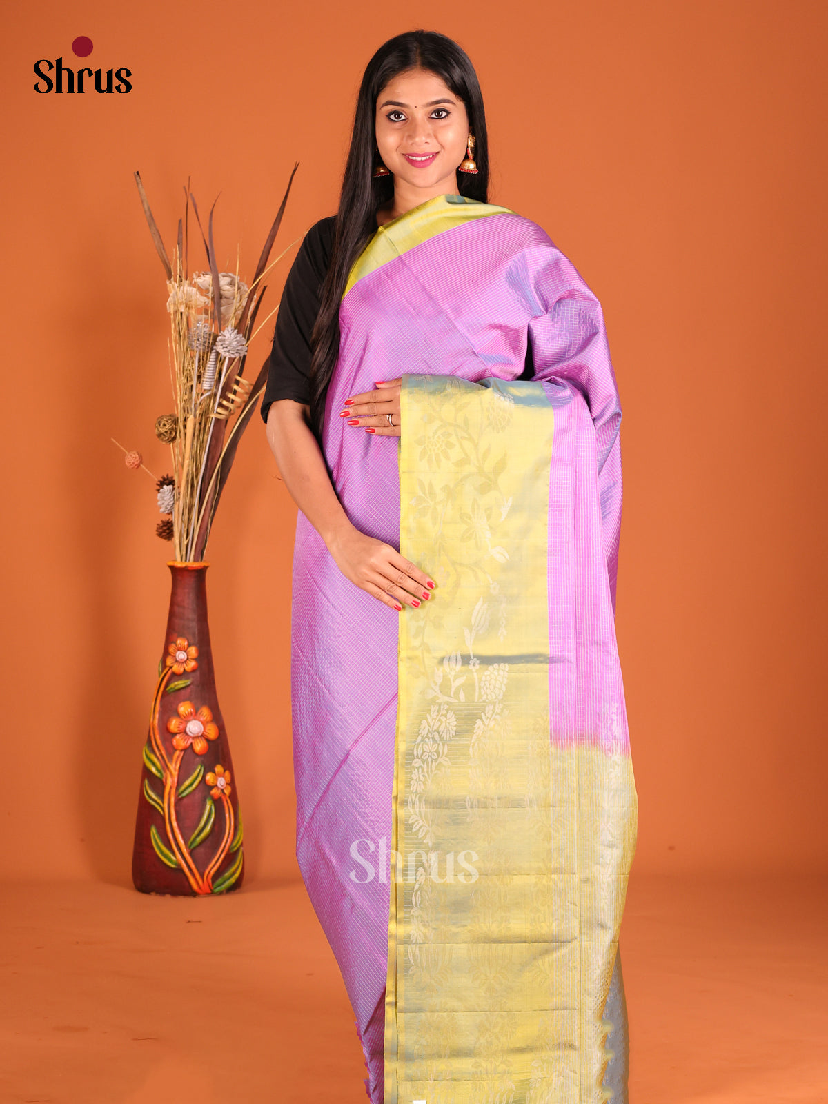 DHS01132 - Soft Silk  Saree - Shop on Shrus.com