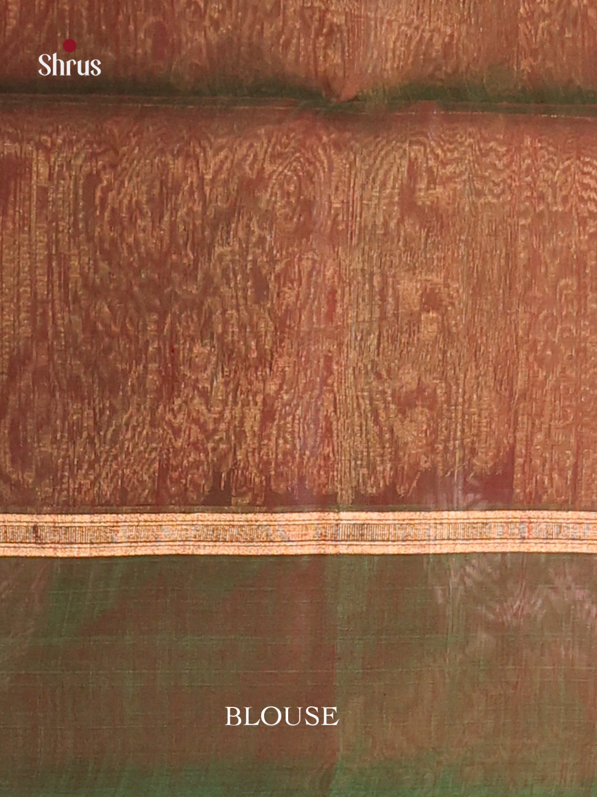 Rust & Green Silk Cotton Saree with zari paisleys motifs - Shop on Shrus.com