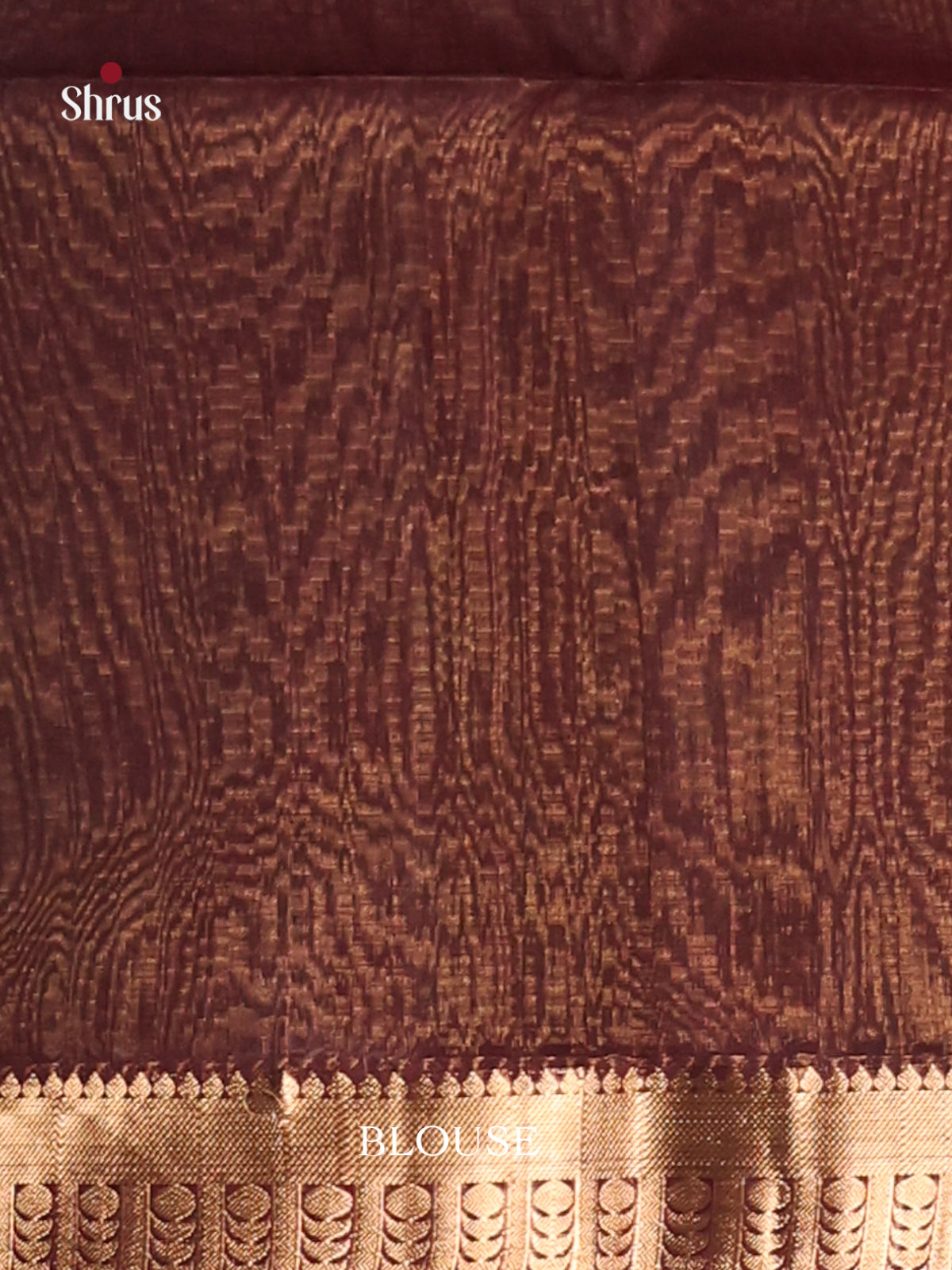 Brown & Maroon Silk Cotton Saree with gold, silver zari buttas