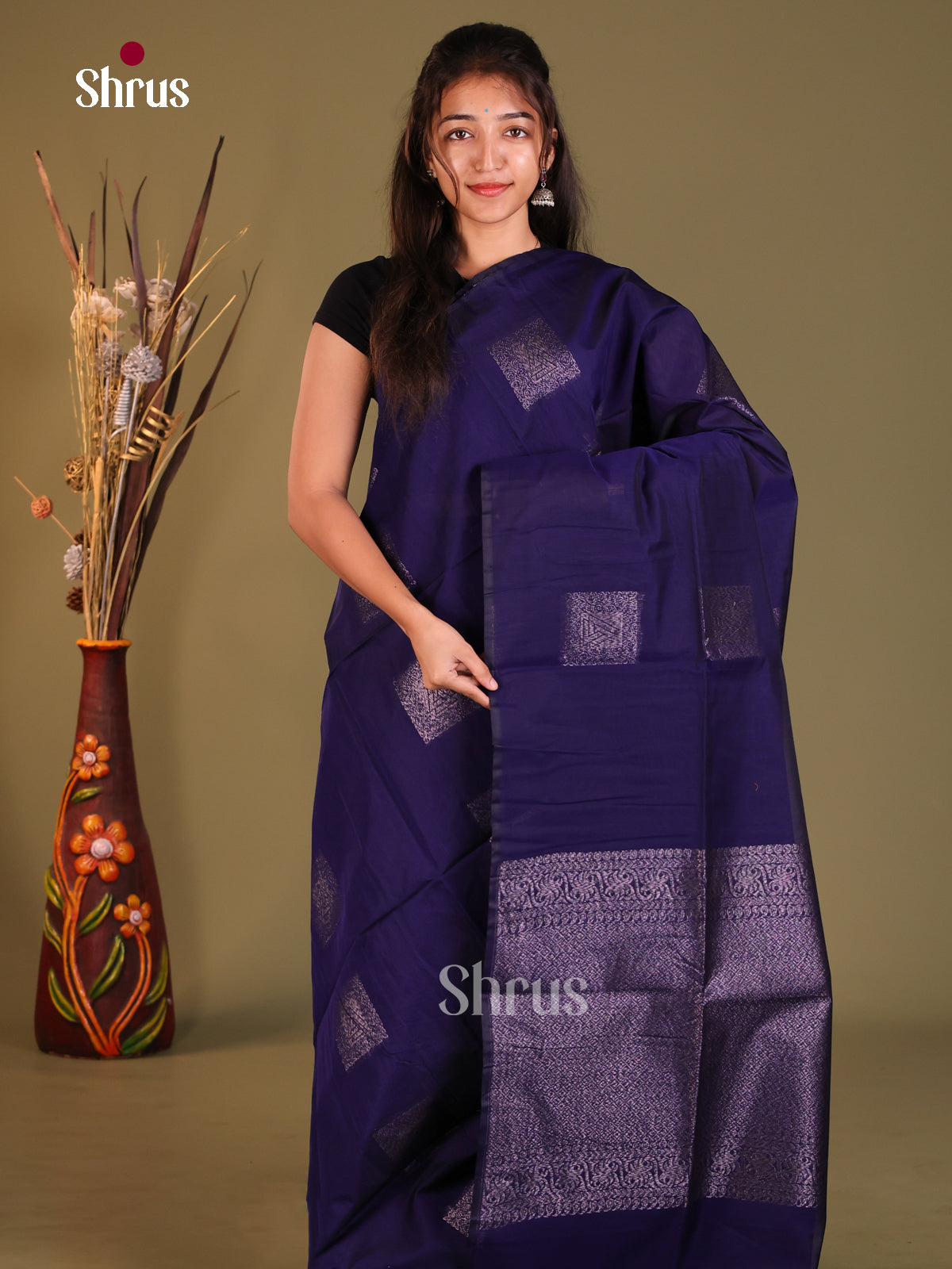 Blue - Semi Silkcotton Saree