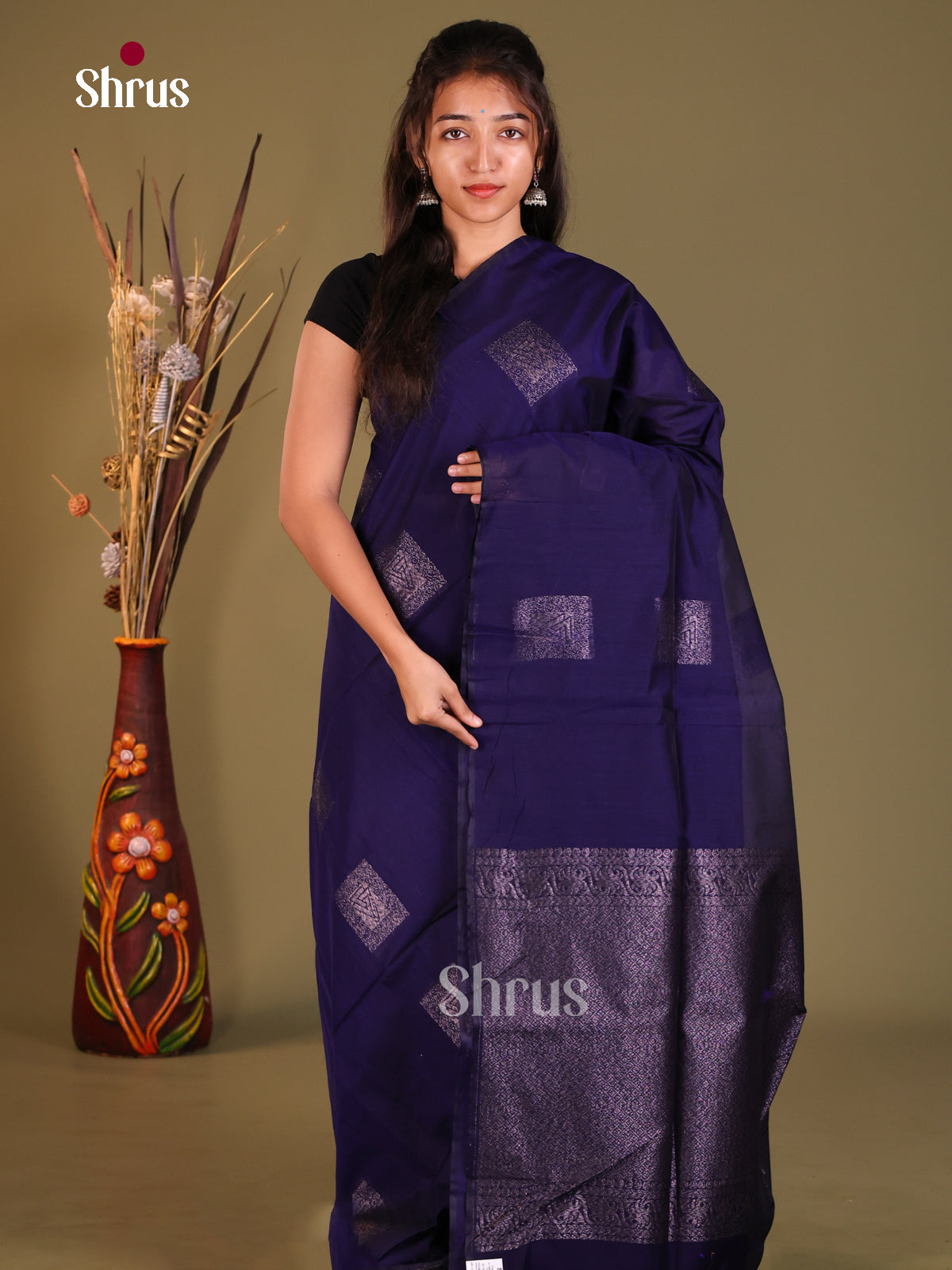 Blue - Semi Silkcotton Saree