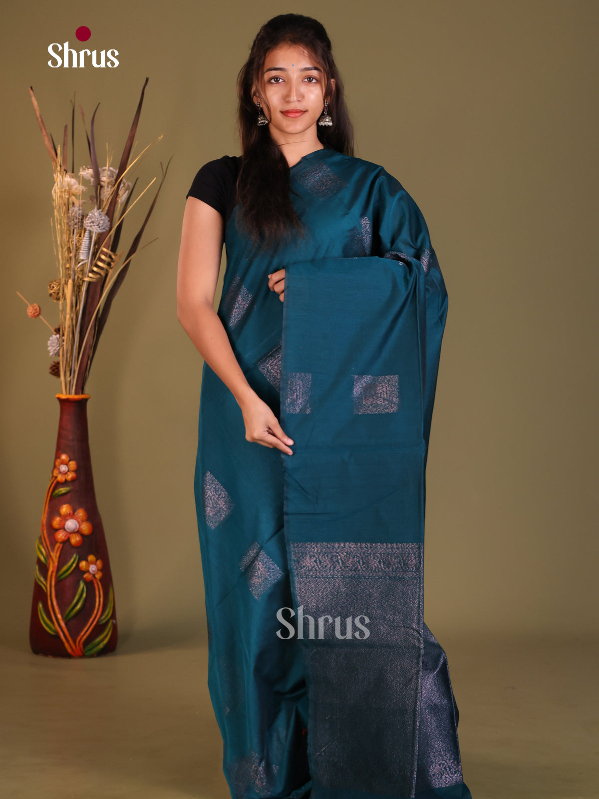 Blue- Semi Silkcotton Saree