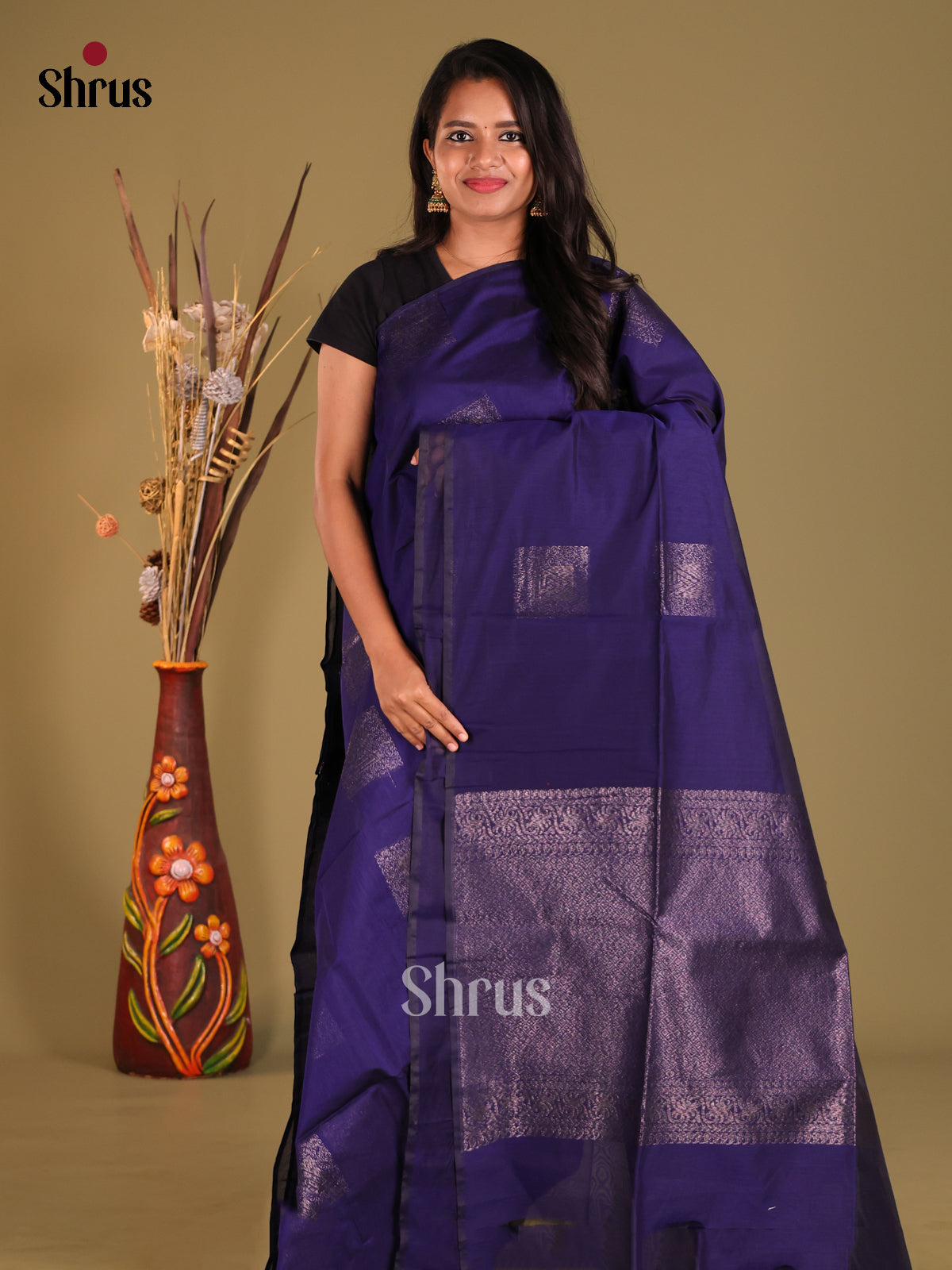 Blue - Semi Silkcotton Saree
