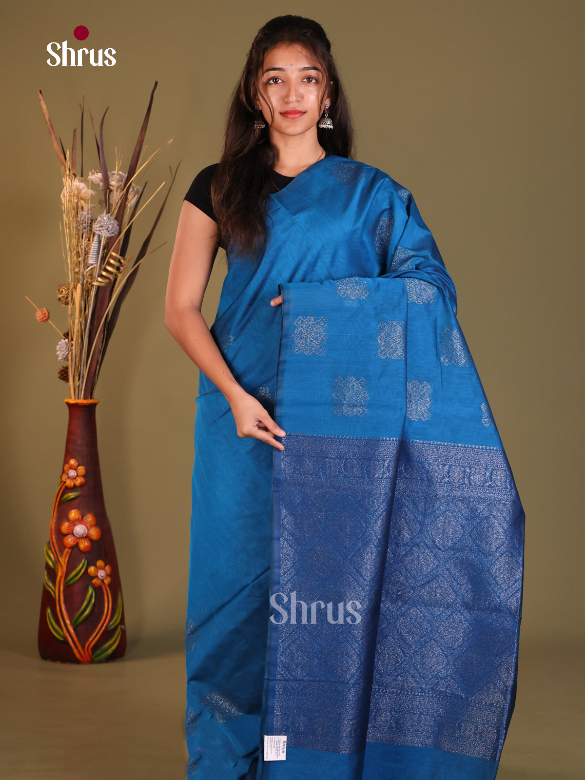 DHS02260 - Semi Silkcotton Saree - Shop on Shrus.com