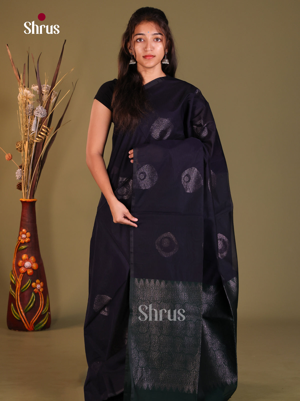 Blue & Green - Semi Silkcotton Saree