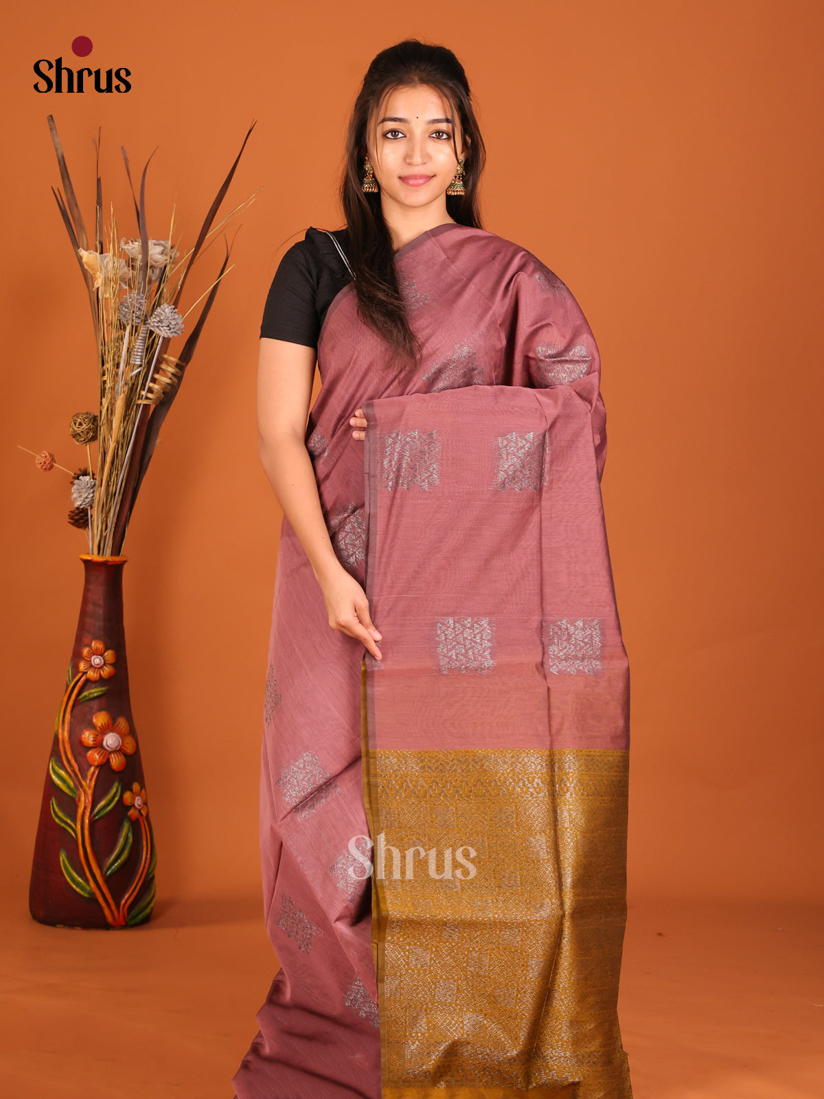 DHS02342 - Semi Silkcotton Saree - Shop on Shrus.com