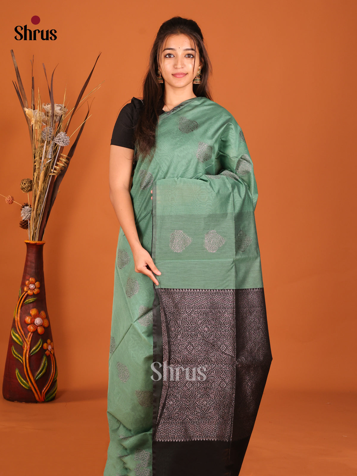 DHS02344 - Semi Silkcotton Saree - Shop on Shrus.com