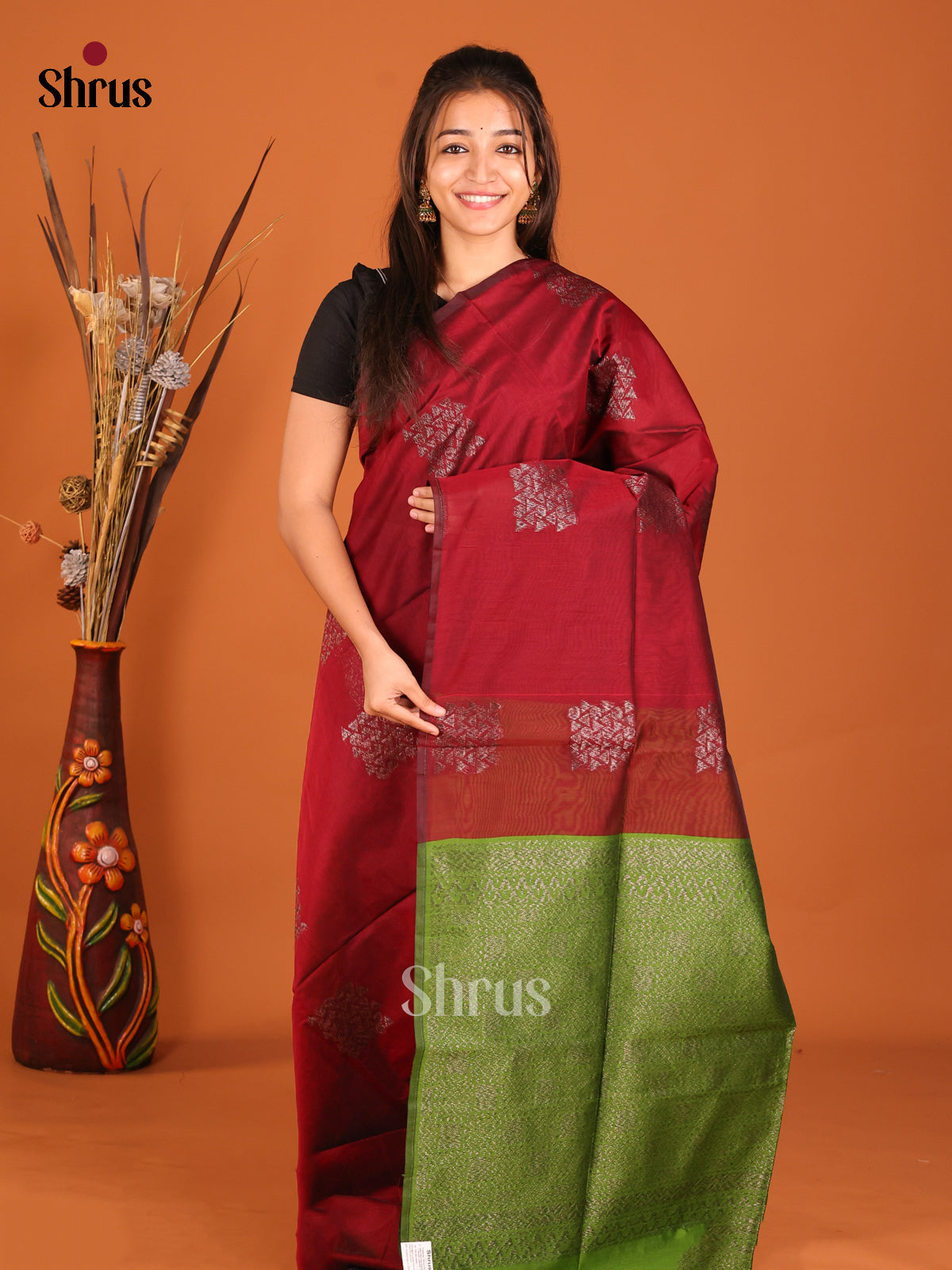 DHS02348 - Semi Silkcotton Saree - Shop on Shrus.com