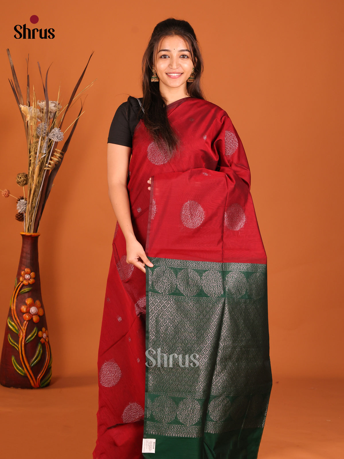 DHS02354 - Semi Silkcotton Saree - Shop on Shrus.com
