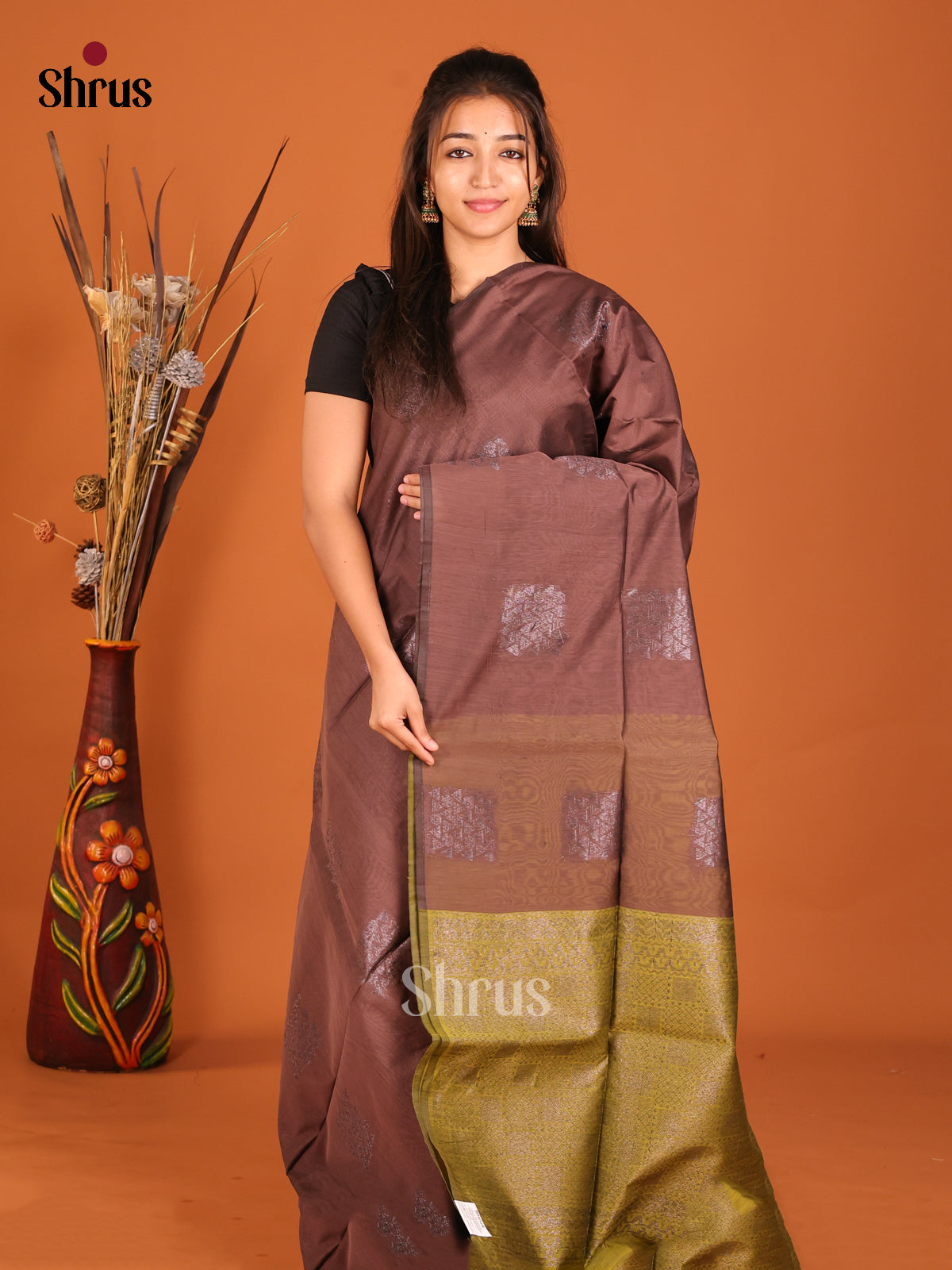DHS02358 - Semi Silkcotton Saree - Shop on Shrus.com