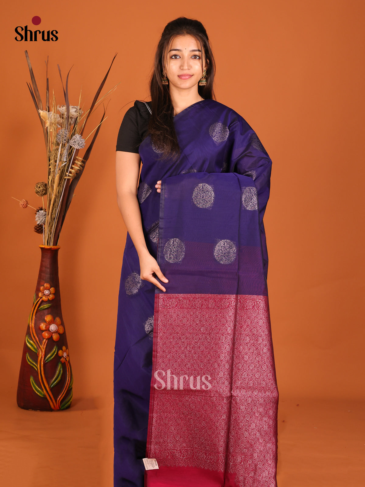 DHS02360 - Semi Silkcotton Saree - Shop on Shrus.com