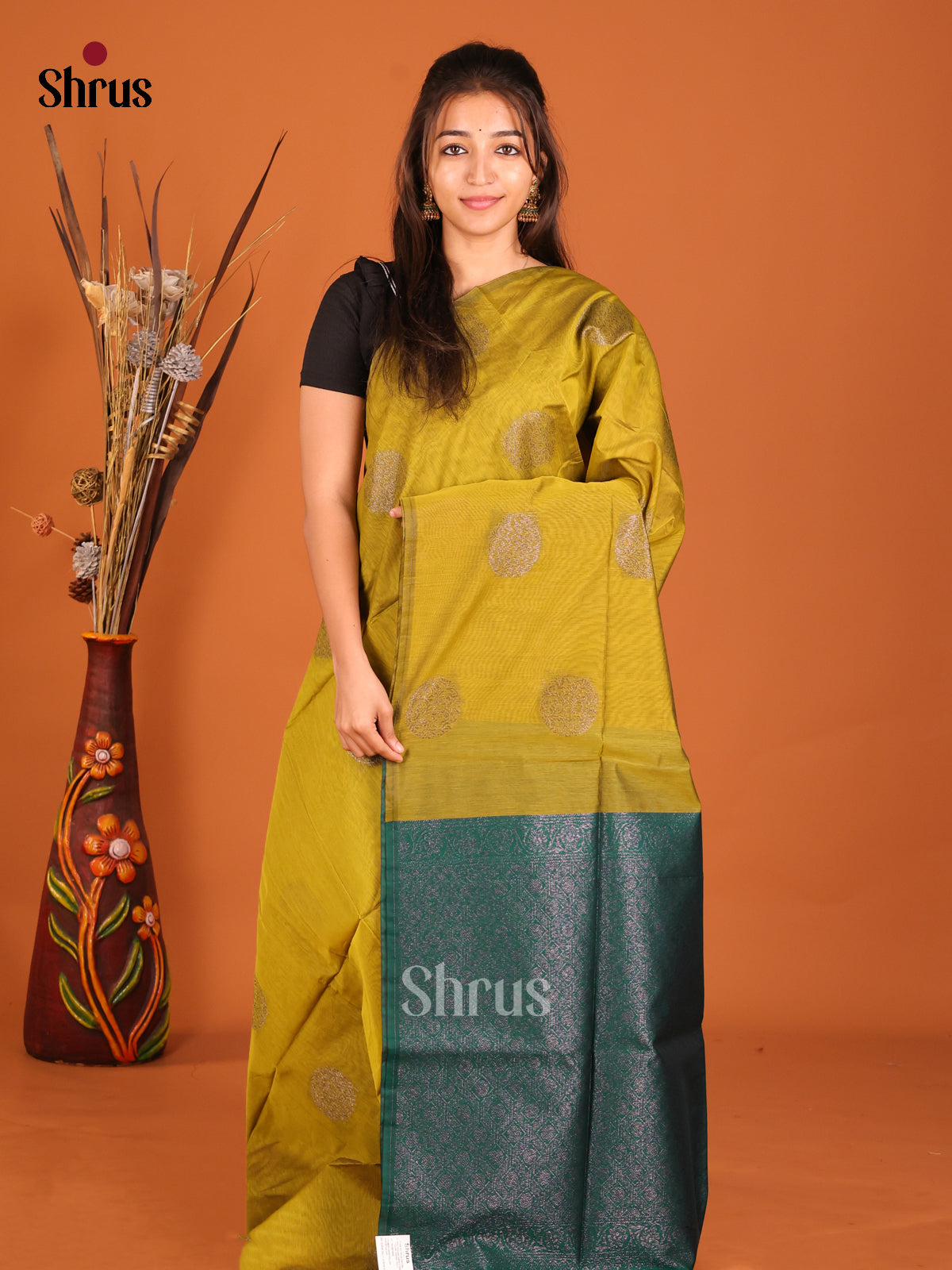 DHS02361 - Semi Silkcotton Saree - Shop on Shrus.com