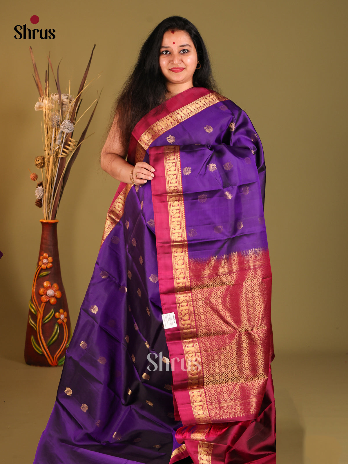 DHS04009 - Soft Silk  Saree - Shop on Shrus.com