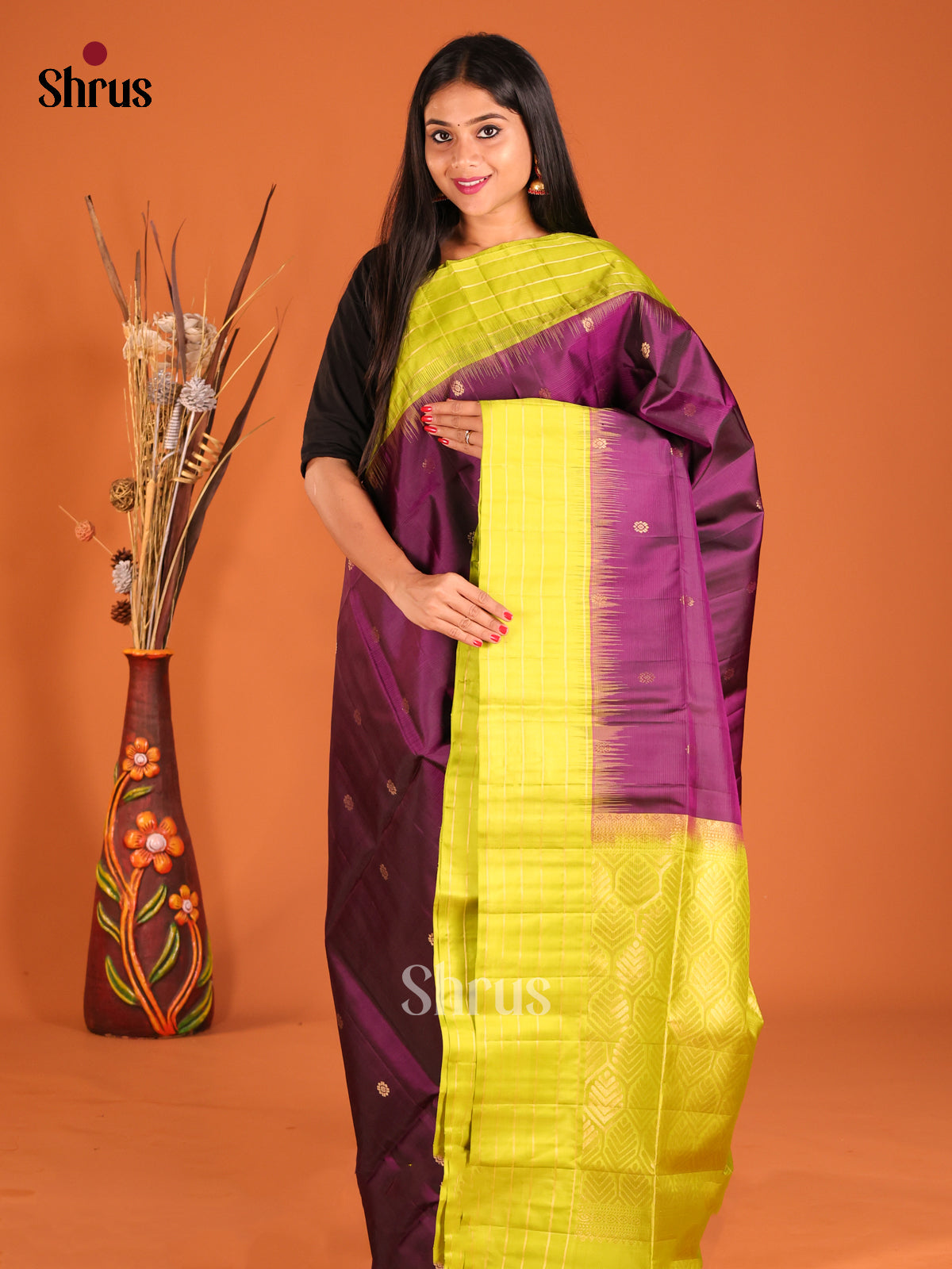 DHS04039 - Soft Silk  Saree - Shop on Shrus.com