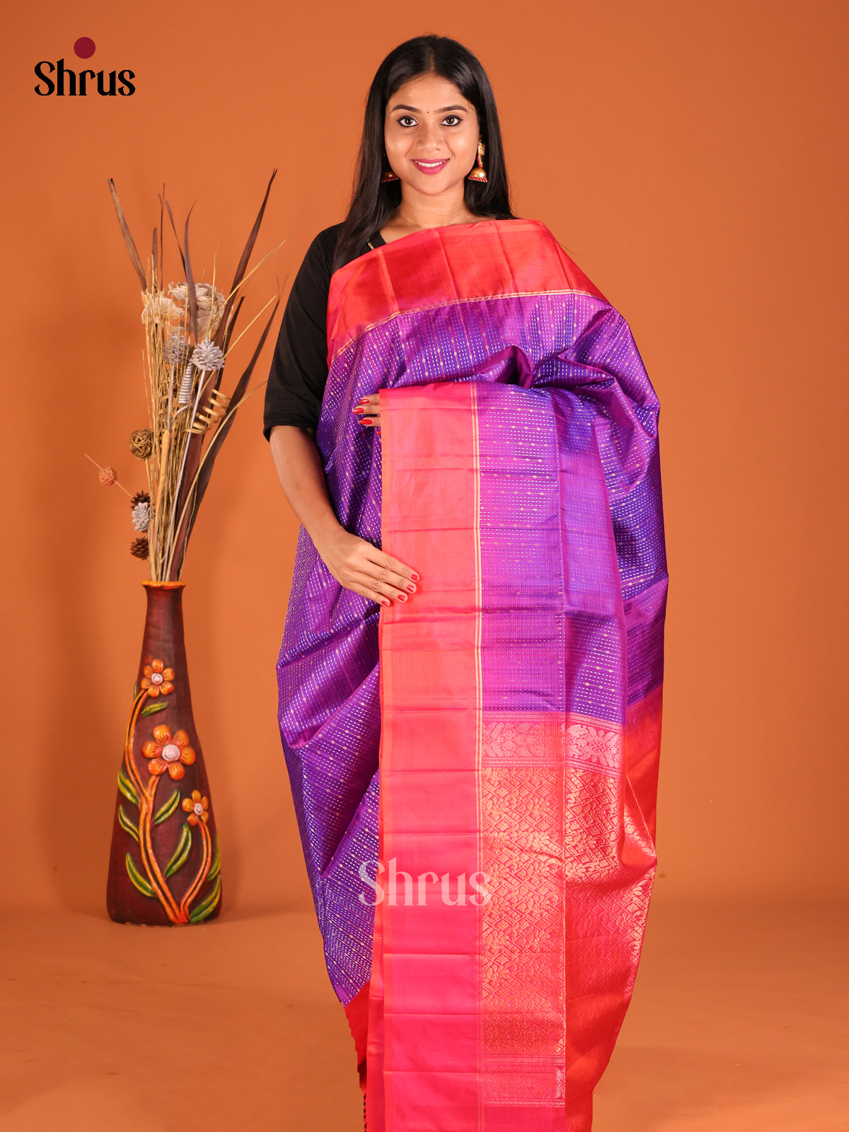DHS04054 - Soft Silk  Saree - Shop on Shrus.com