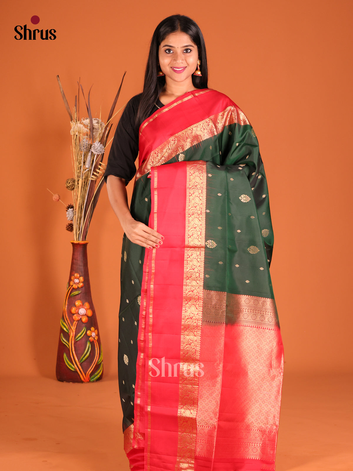 DHS04056 - Soft Silk  Saree - Shop on Shrus.com