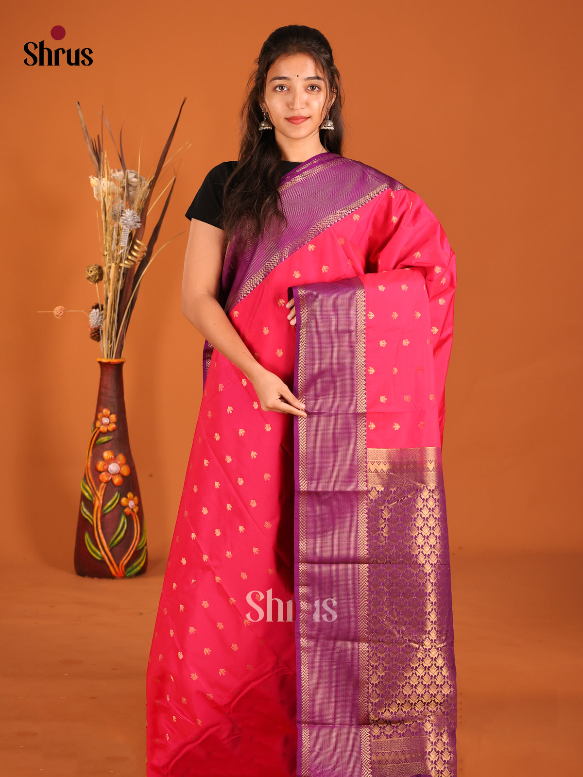 DHS04121 - Semi Kanchipuram Saree - Shop on Shrus.com