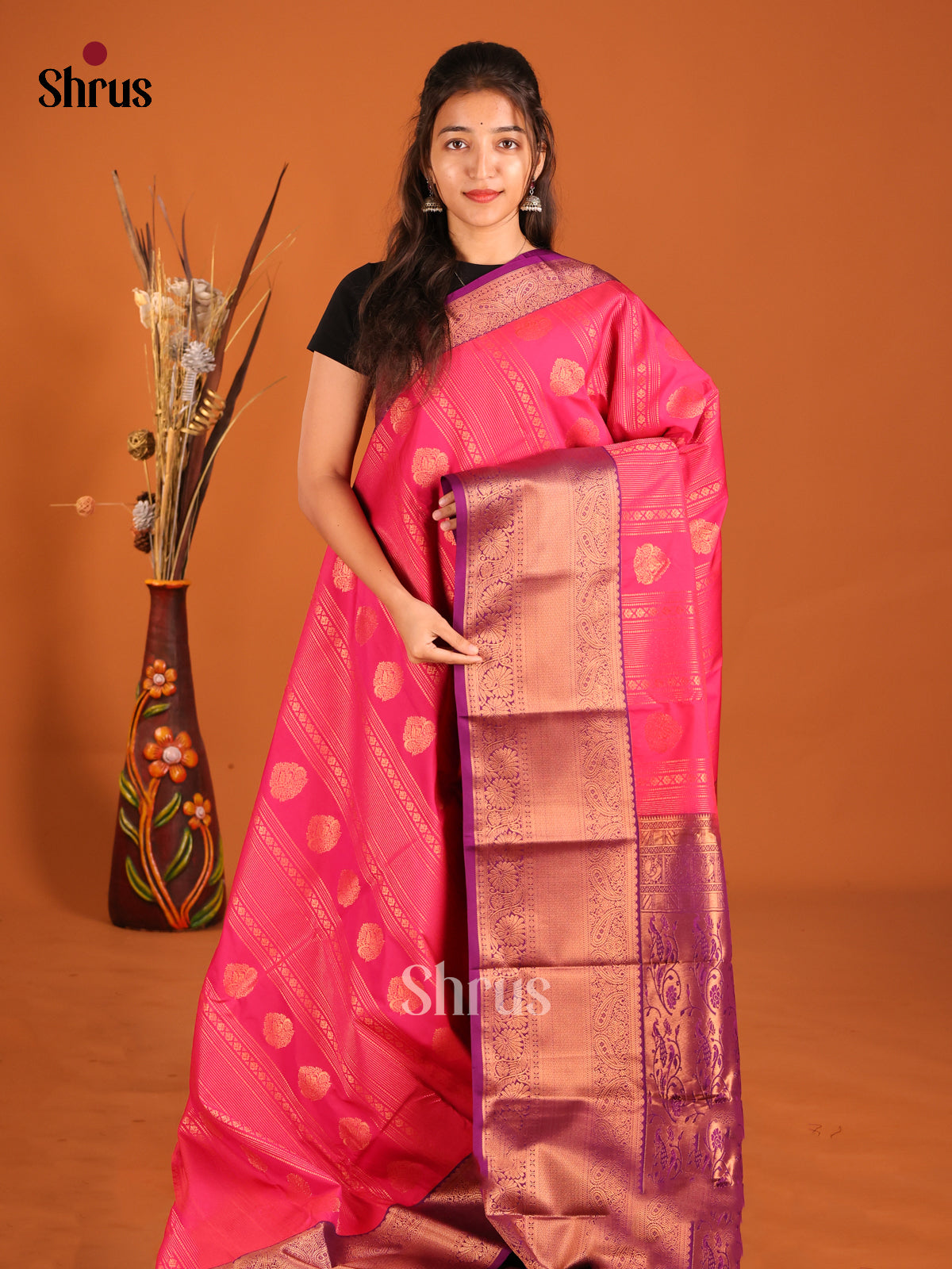 DHS04159 - Semi Kanchipuram Saree - Shop on Shrus.com