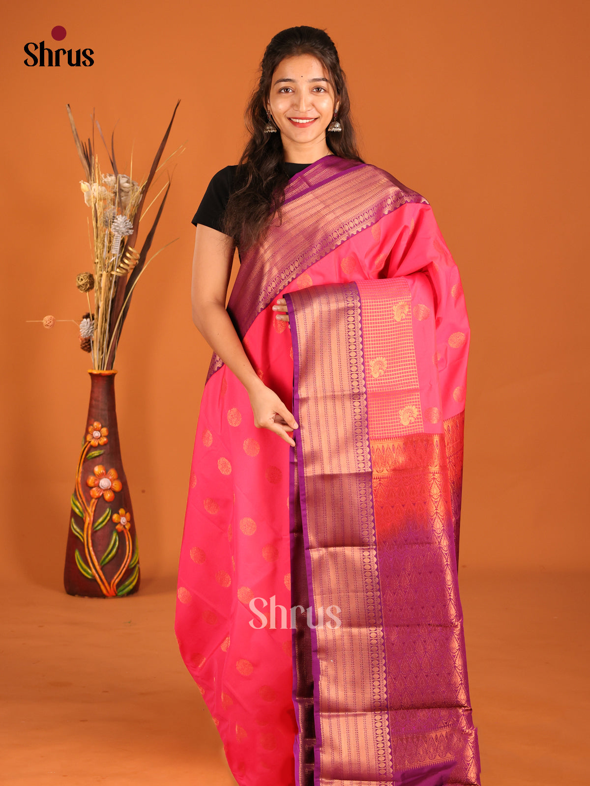 DHS04173 - Semi Kanchipuram Saree - Shop on Shrus.com