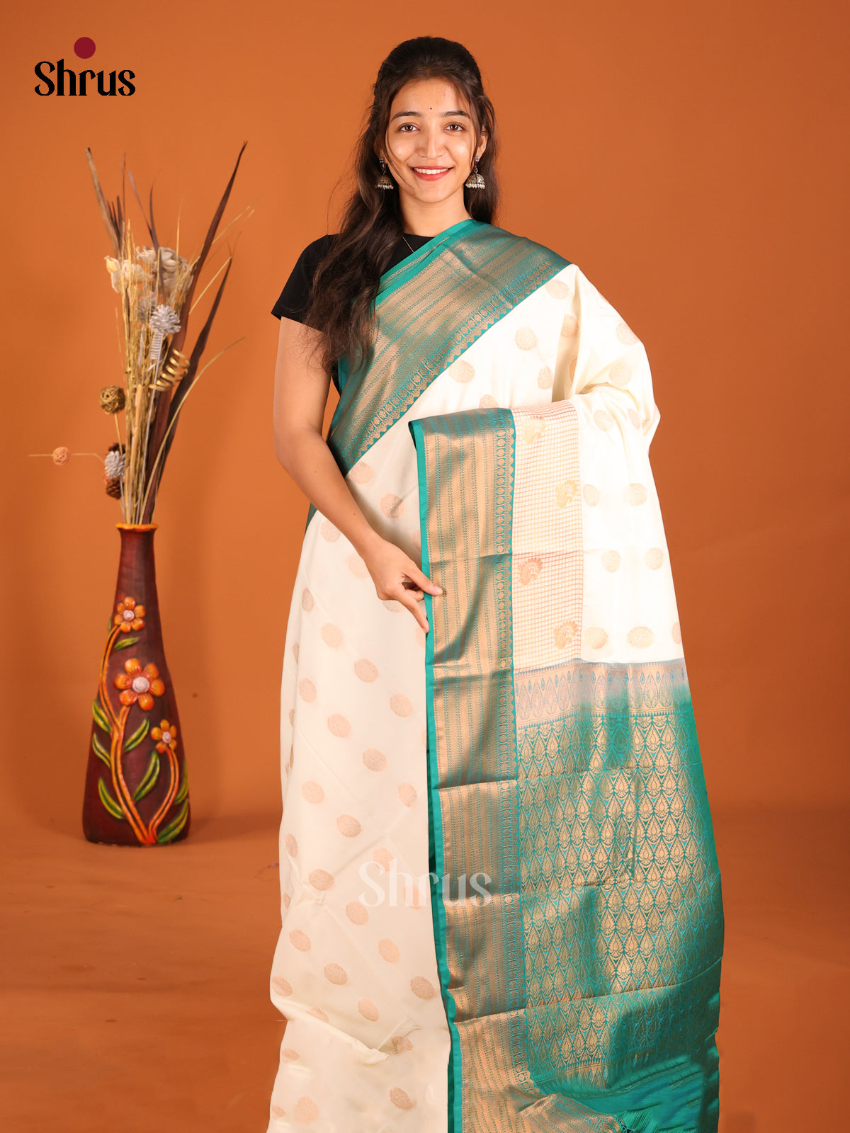 DHS04177 - Semi Kanchipuram Saree - Shop on Shrus.com