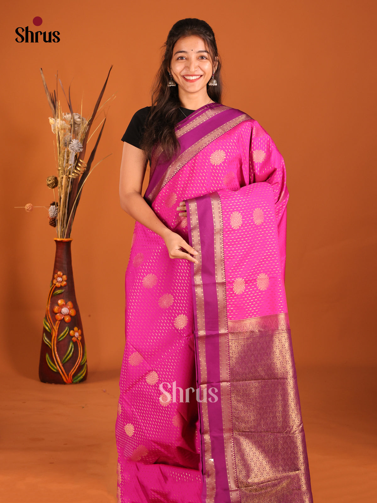 DHS04202 - Semi Kanchipuram Saree - Shop on Shrus.com