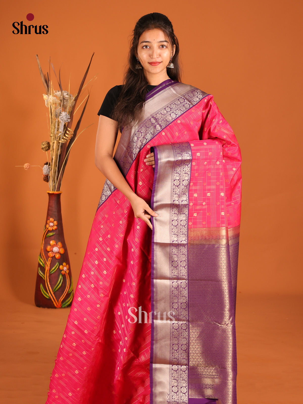 DHS04240 - Semi Kanchipuram Saree - Shop on Shrus.com