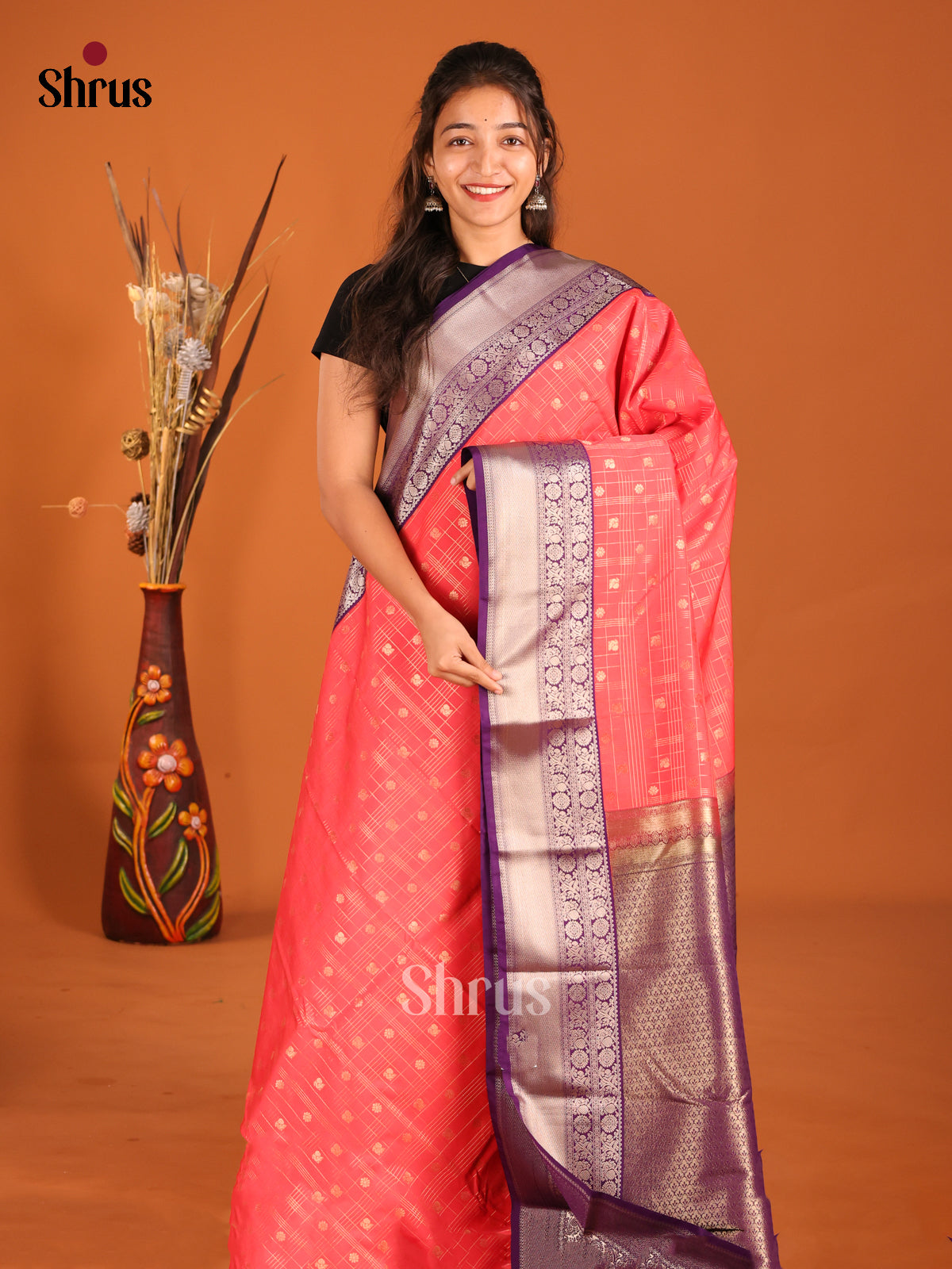 DHS04242 - Semi Kanchipuram Saree - Shop on Shrus.com