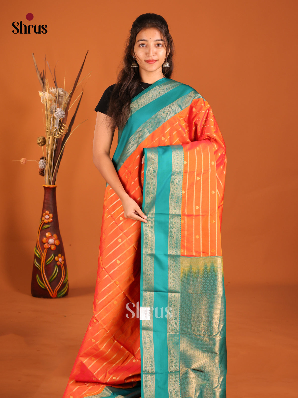 DHS04253 - Semi Kanchipuram Saree - Shop on Shrus.com