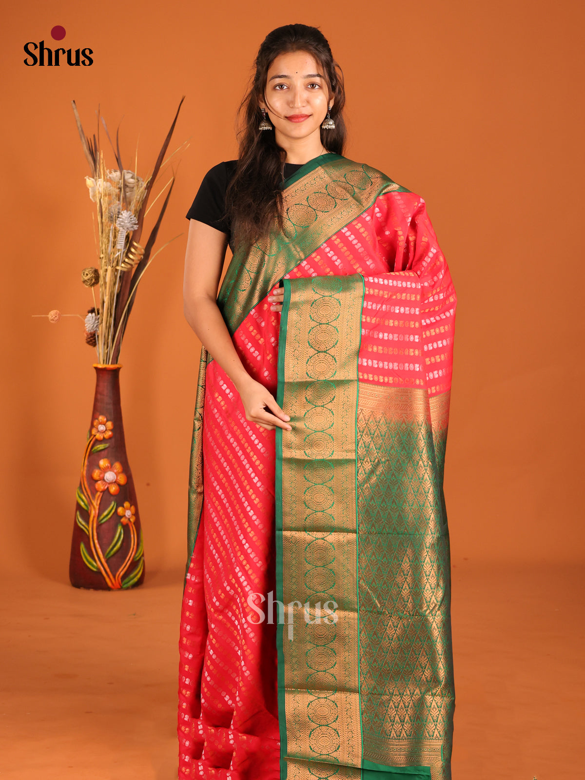 DHS04265 - Semi Kanchipuram Saree - Shop on Shrus.com