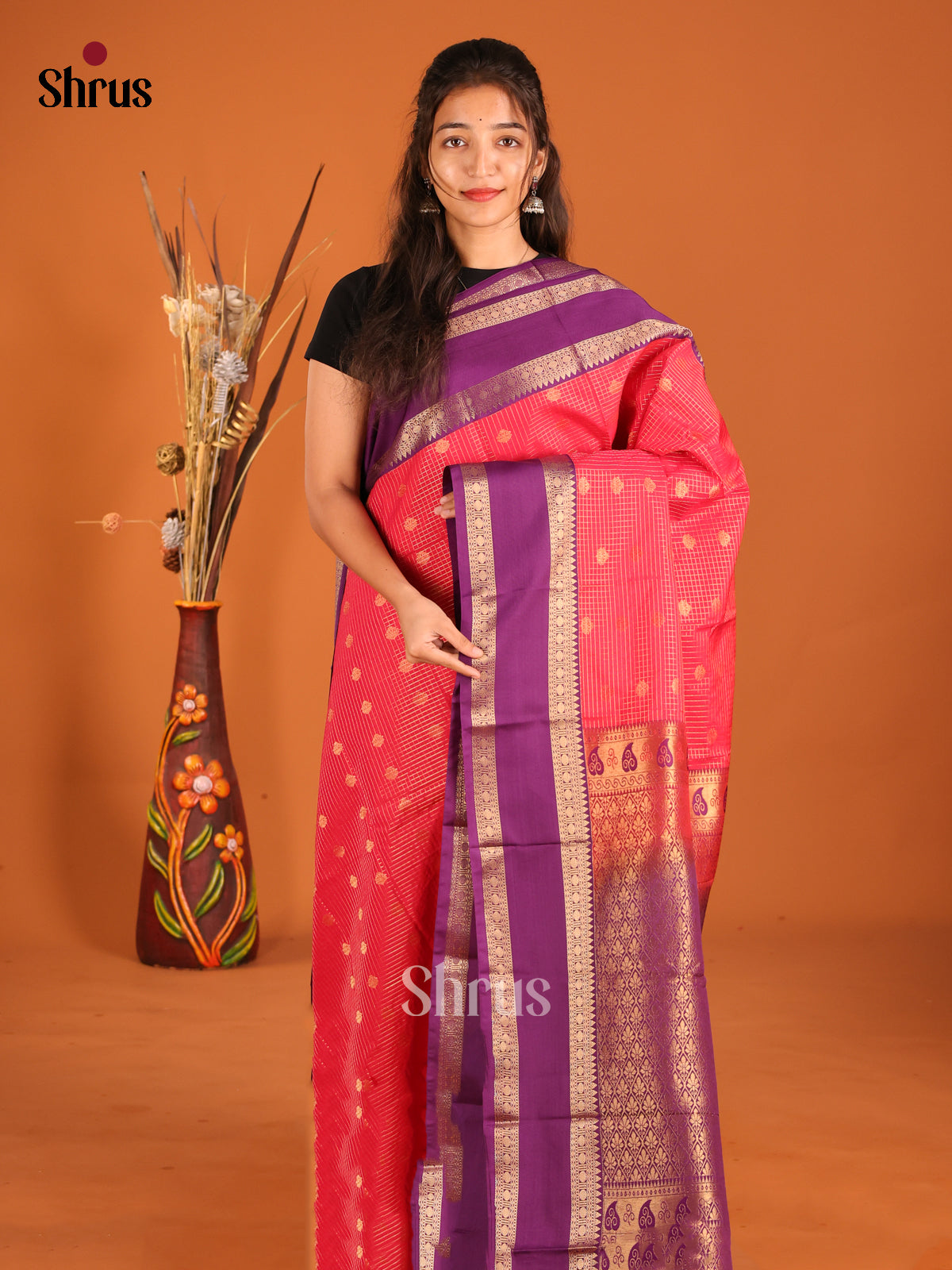 DHS04272 - Semi Kanchipuram Saree - Shop on Shrus.com