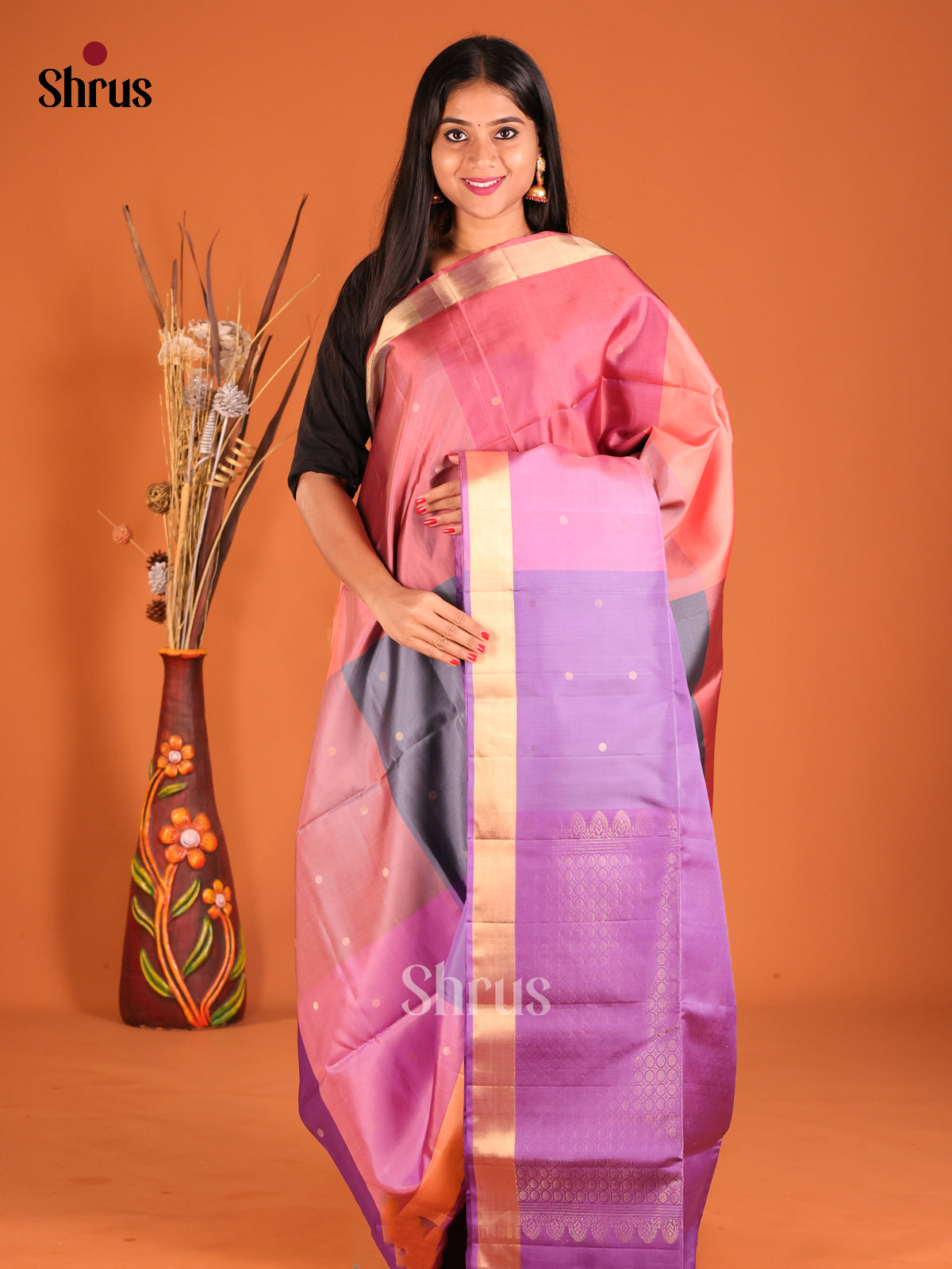 DHS04352 - Soft Silk Saree - Shop on Shrus.com
