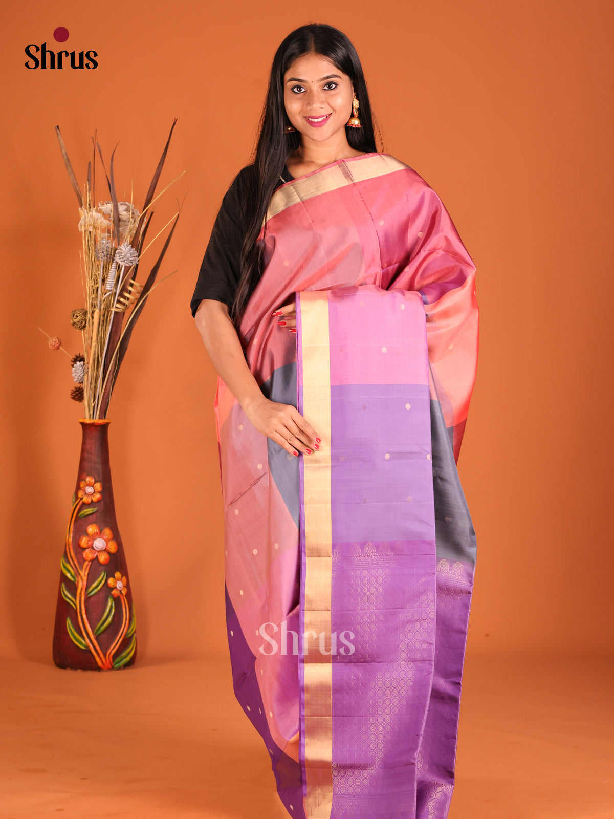 DHS04353 - Soft Silk Saree - Shop on Shrus.com