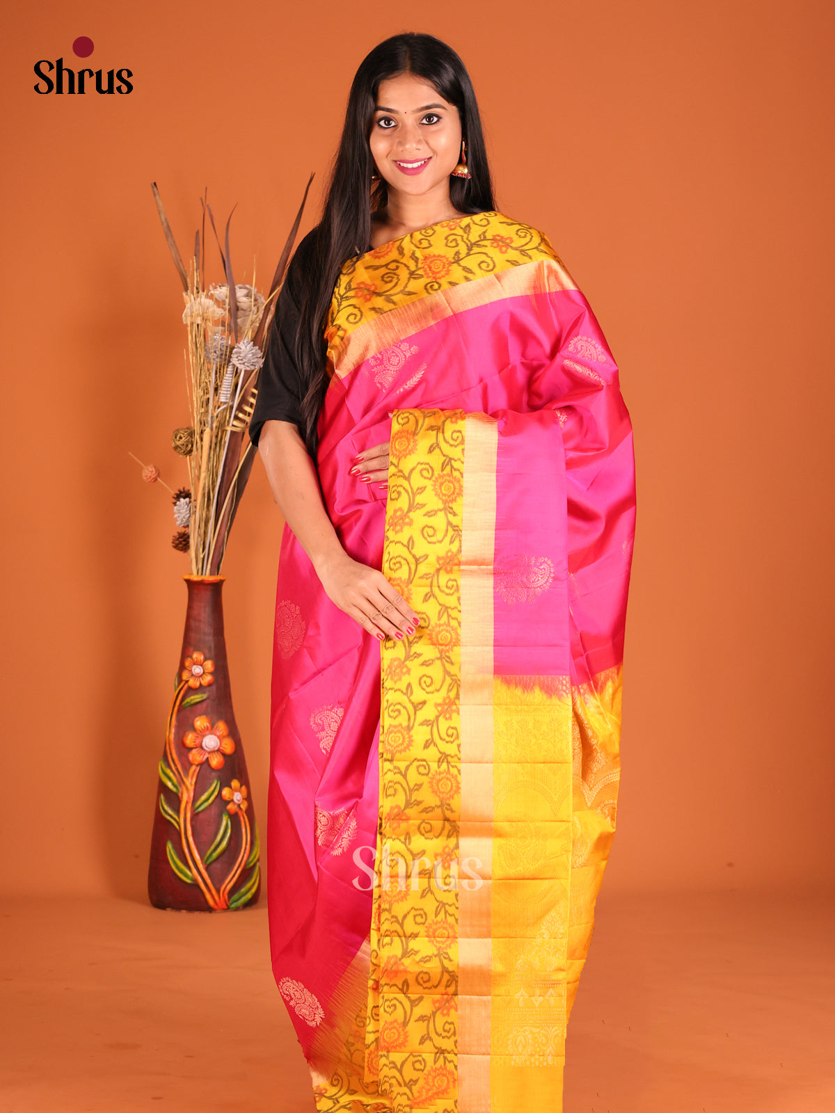 DHS04355 - Soft Silk Saree - Shop on Shrus.com