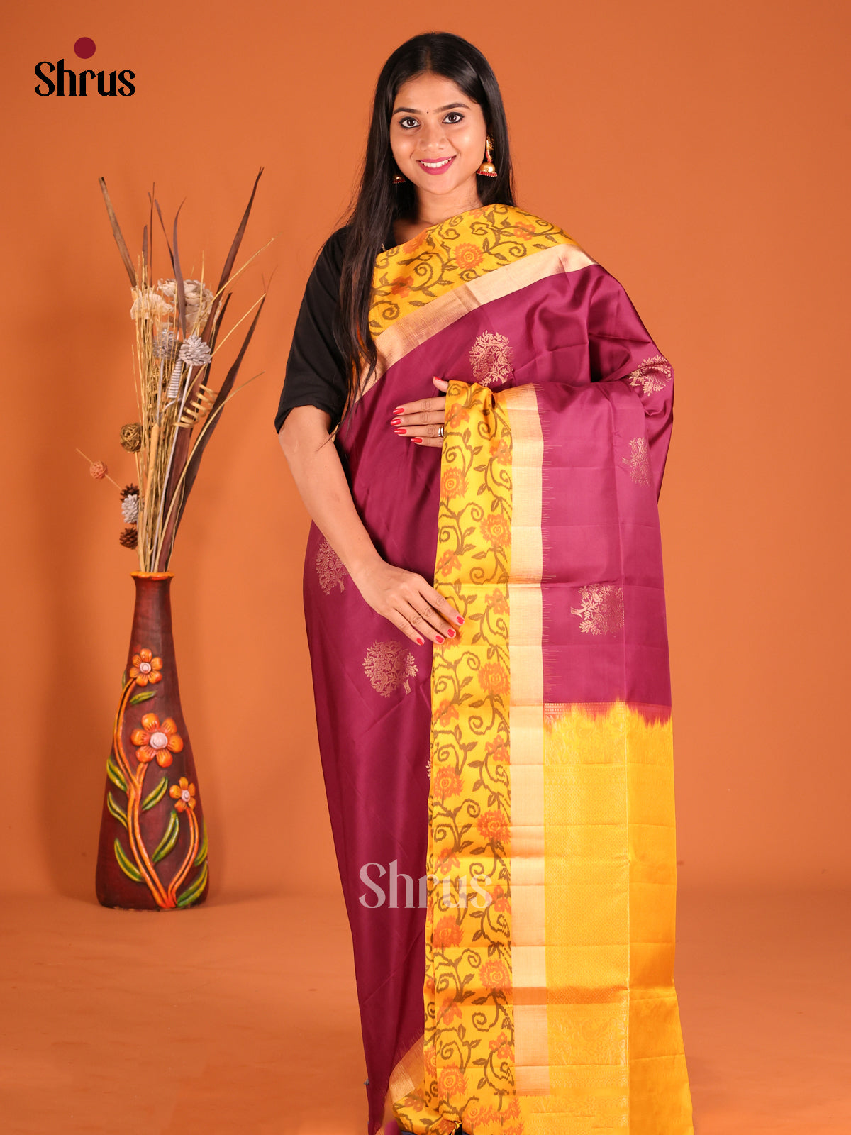 DHS04357 - Soft Silk Saree - Shop on Shrus.com