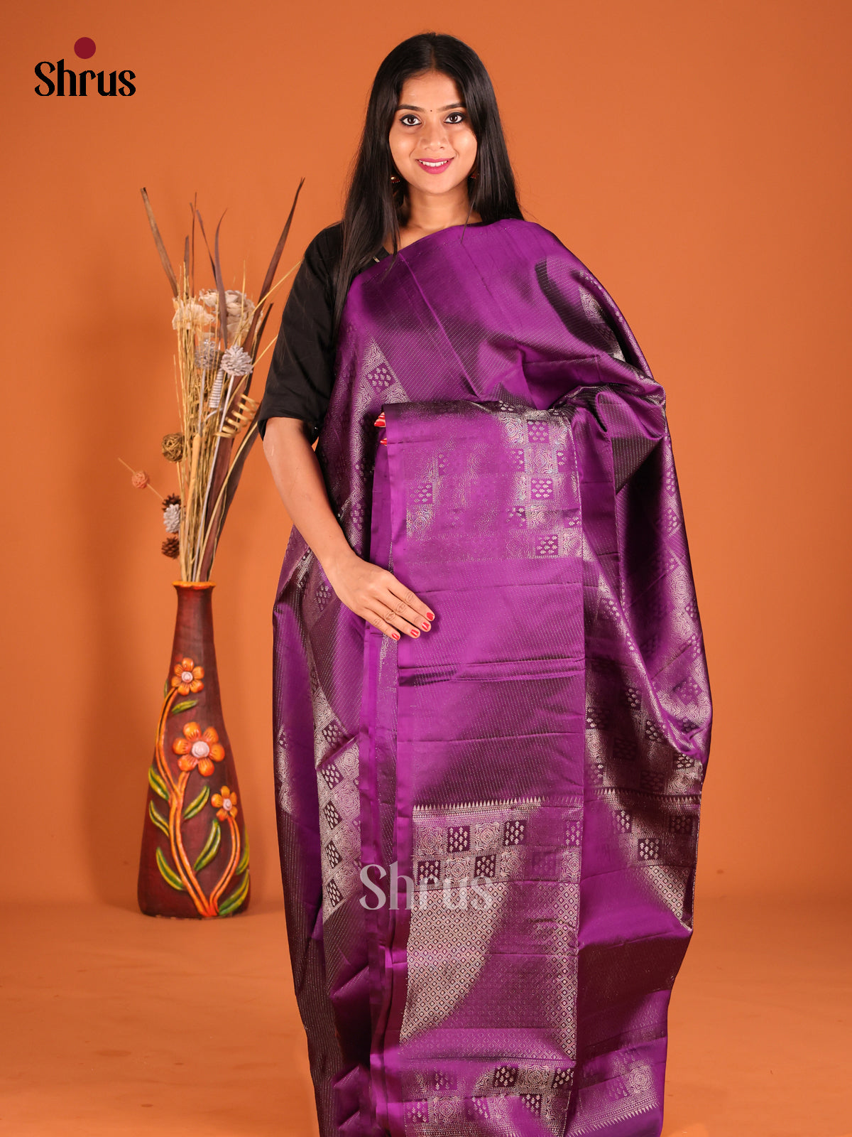 DHS04361 - Soft Silk Saree - Shop on Shrus.com