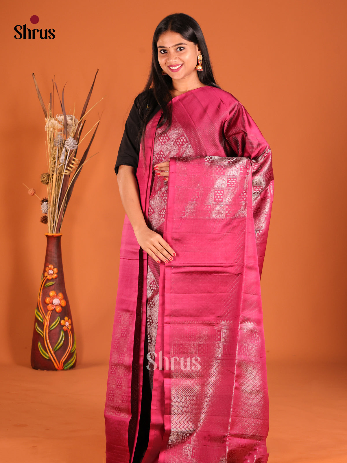 DHS04363 - Soft Silk Saree - Shop on Shrus.com