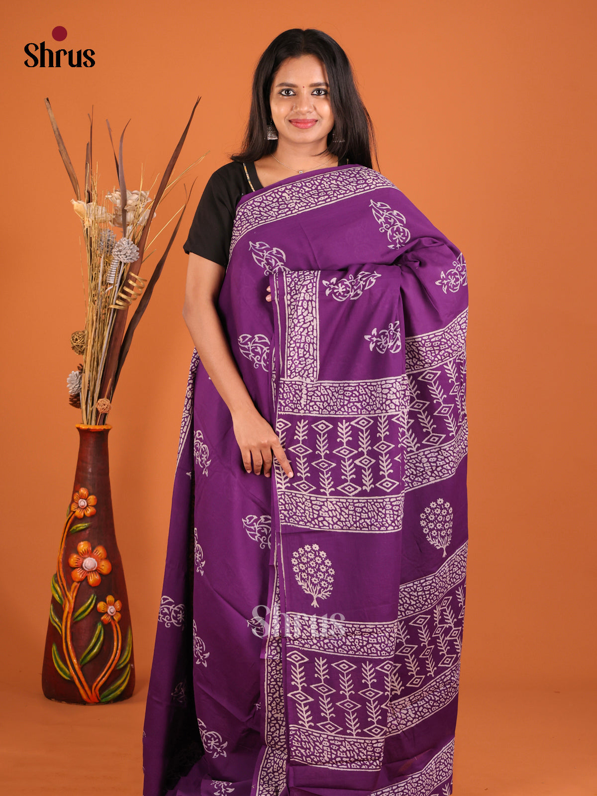 Violet - Jaipur cotton Saree - Shop on Shrus.com