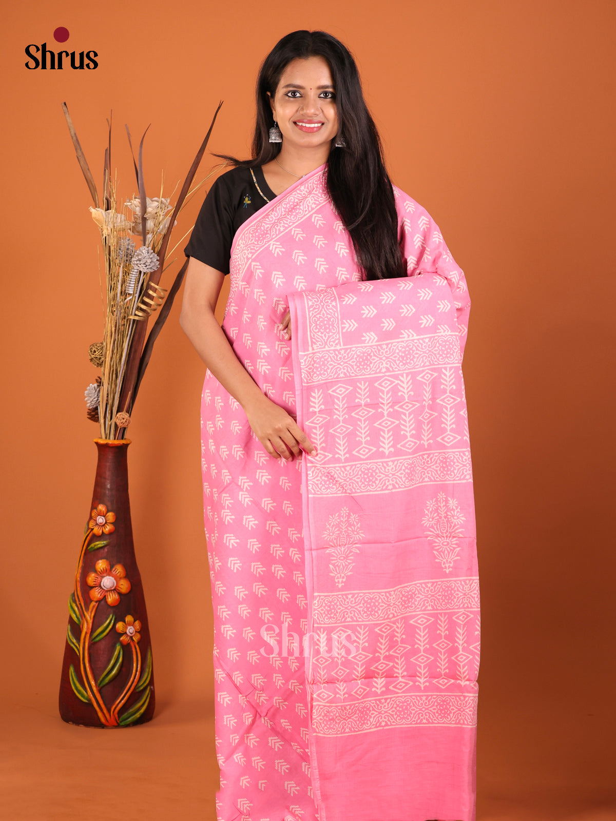 DHS04422 - Jaipur cotton Saree - Shop on Shrus.com