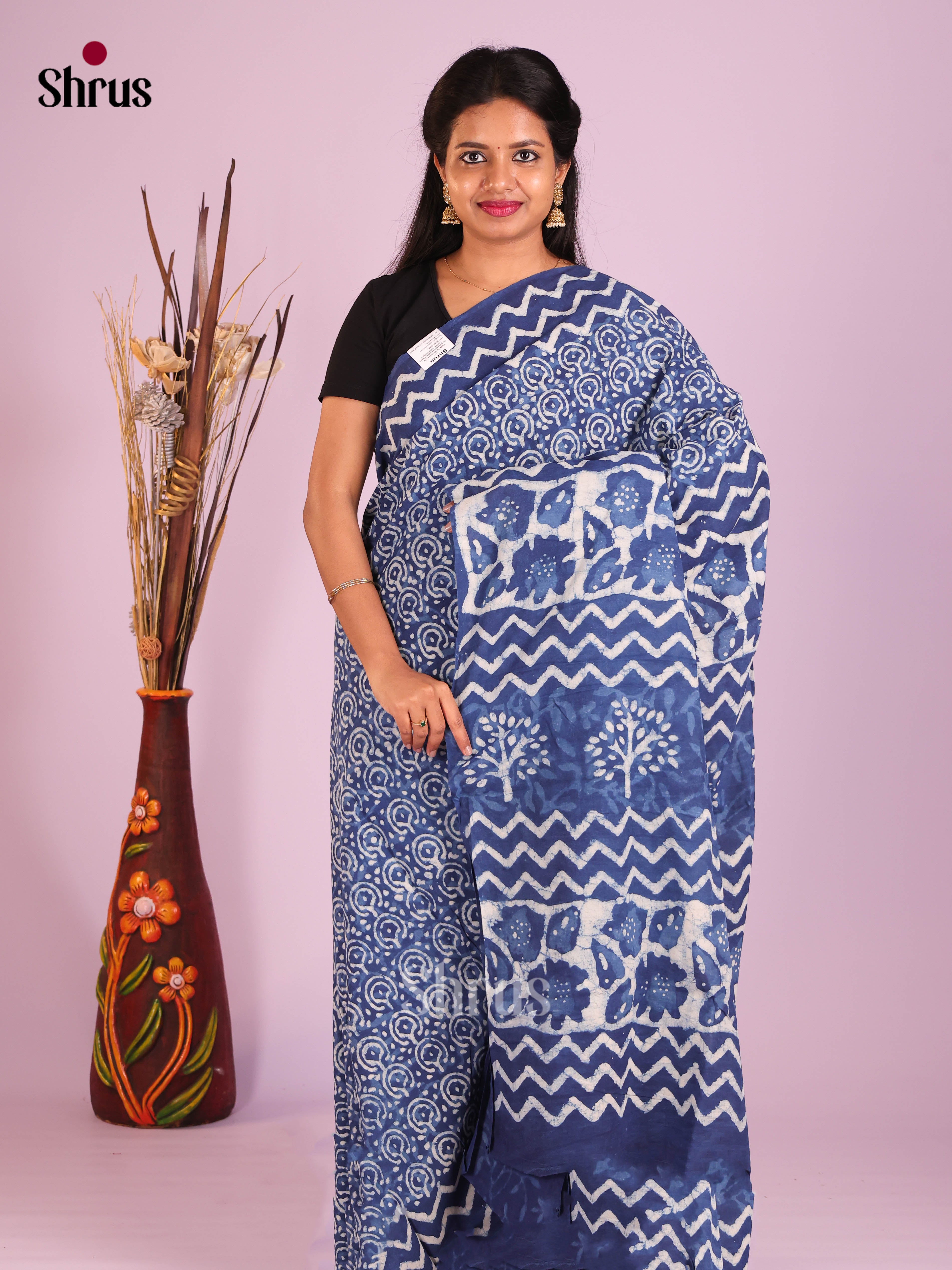 Blue - Jaipur cotton Saree