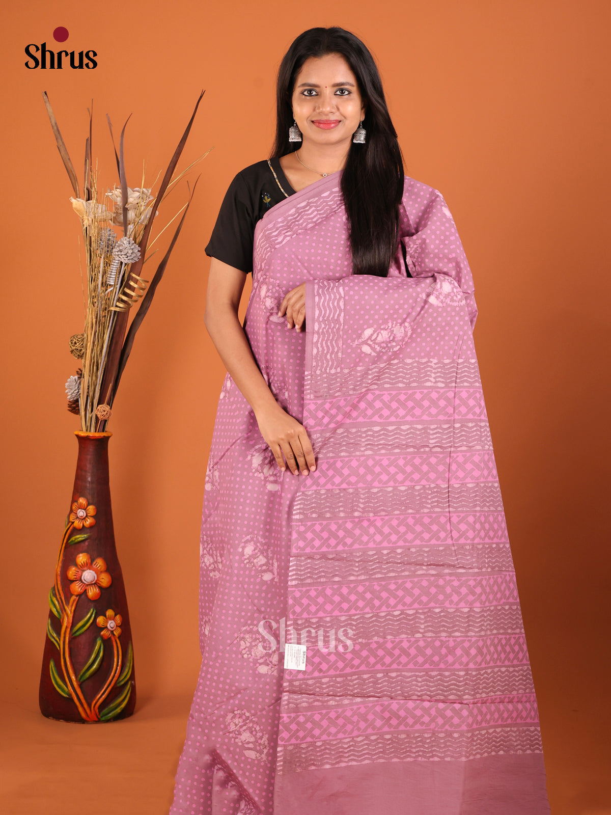 Pink - Jaipur cotton Saree - Shop on Shrus.com