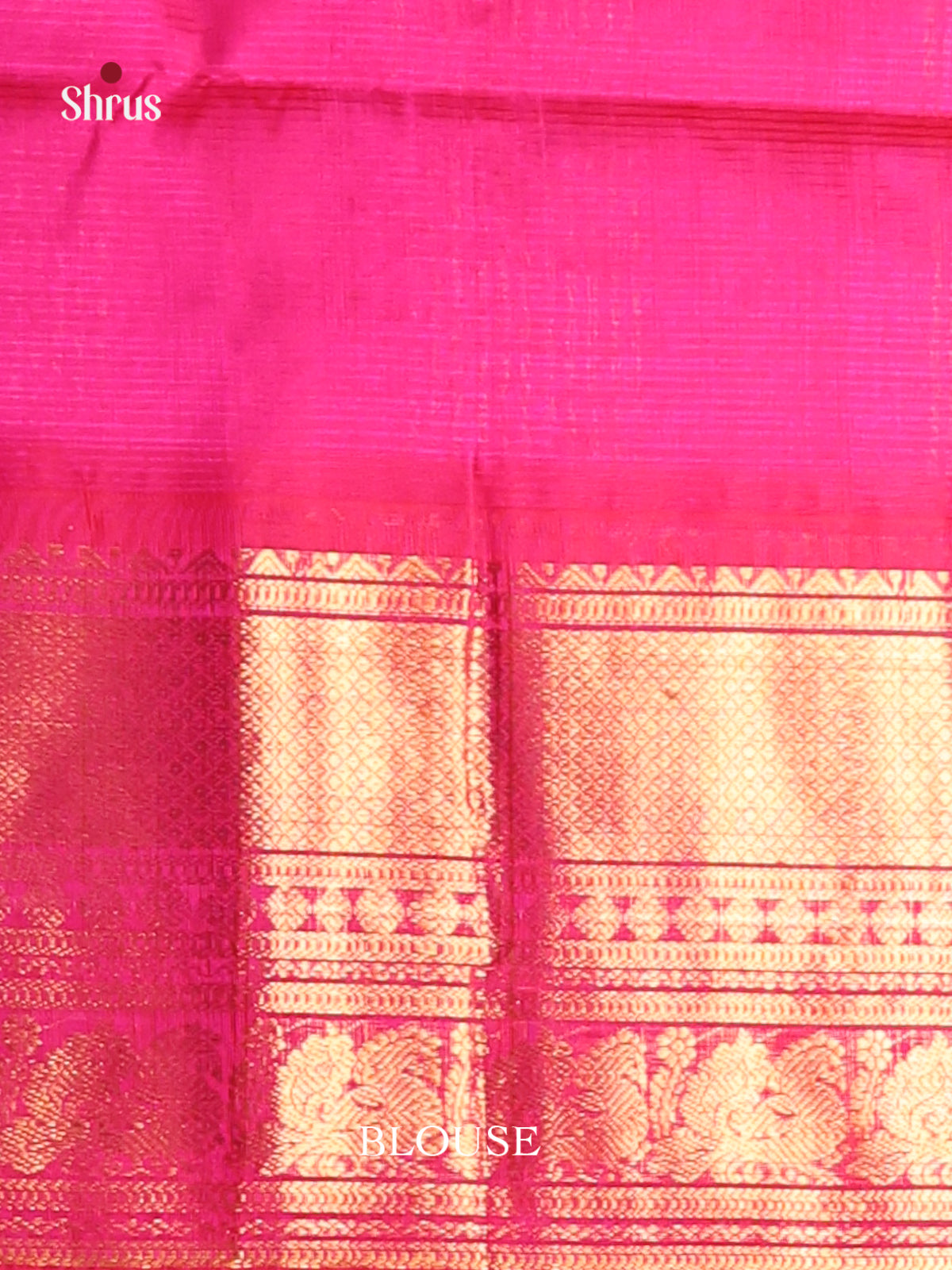 Mehandi & Pink Silk Cotton Korvai-Big border Saree - Shop on Shrus.com