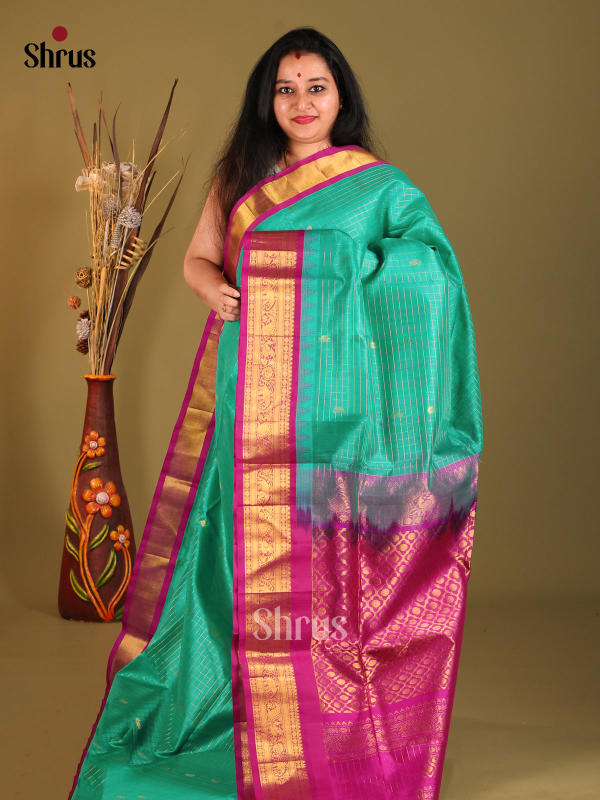 DHS04513 - Korvai-kattams Saree - Shop on Shrus.com